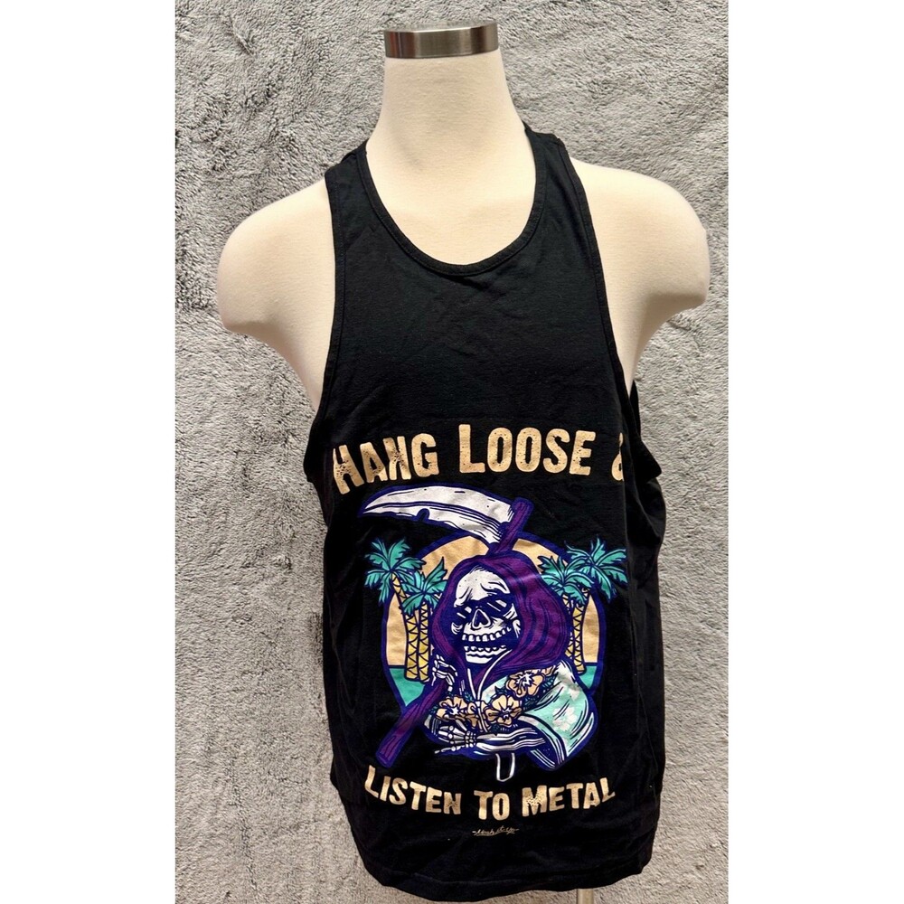 Vintage Y2K Hang Loose Listen To Metal Tank Top 2XL‎ Alstyle Graphic Tee